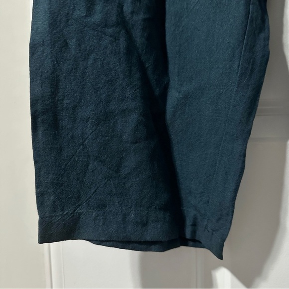 Vintage Eileen Fisher Dark Teal Linen‎ Blend Trousers Women’s Size Medium Boho - Picture 5 of 13